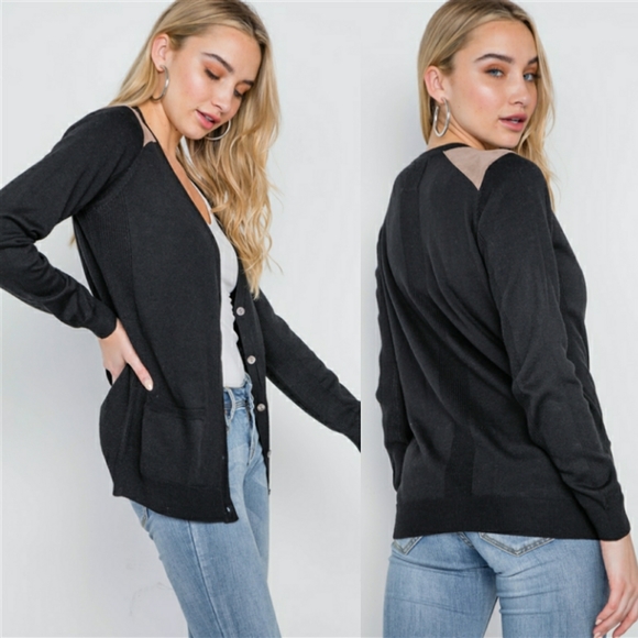 Bookworm Button Cardigan (Black) - Picture 4 of 7